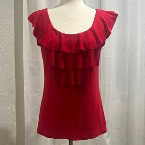 Claudia Richard Red Ruffled Blouse